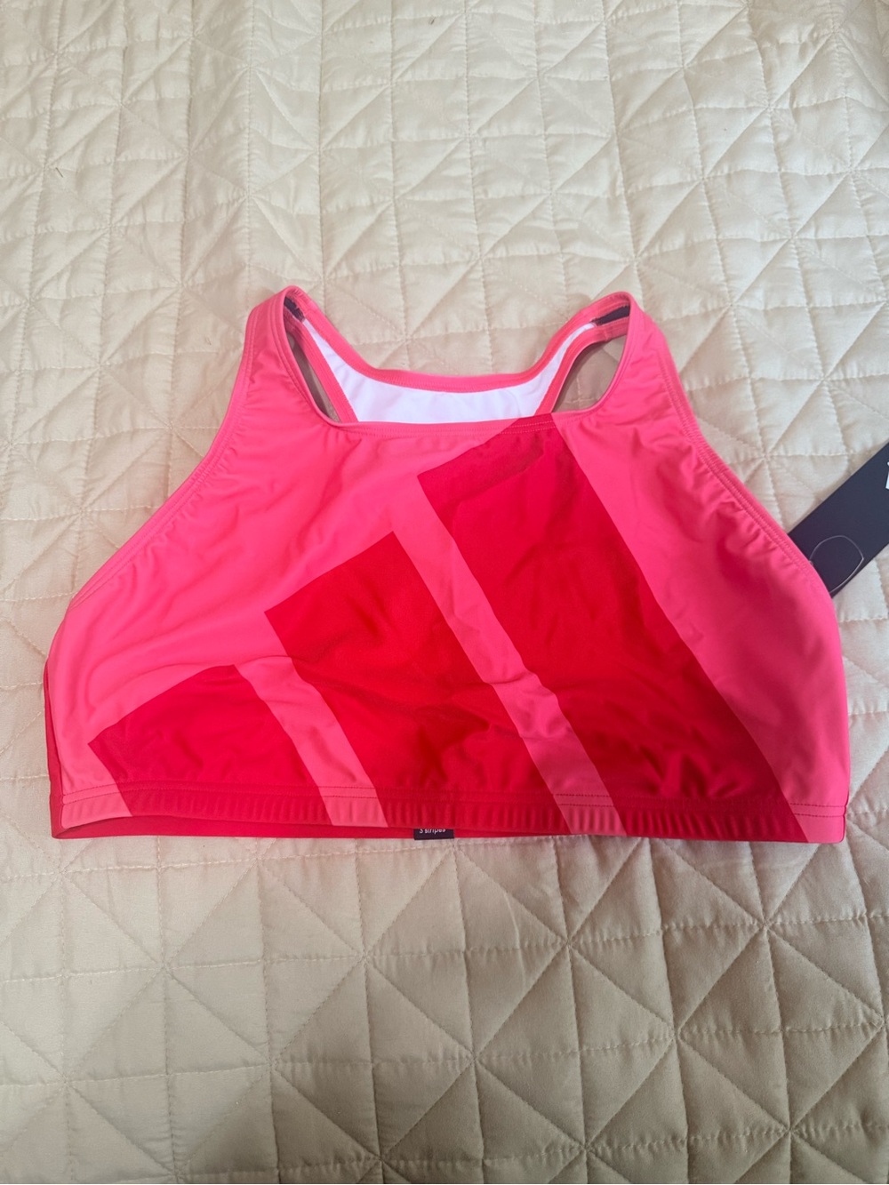 Women’s High-Neck Sports Bra/ swim top - Pink/Red